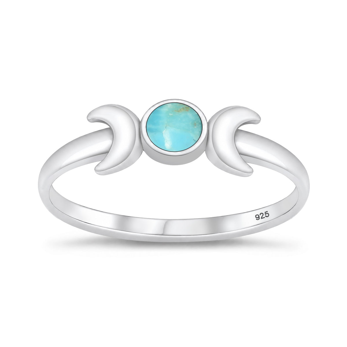 Silver Crescent Moon Stone Ring