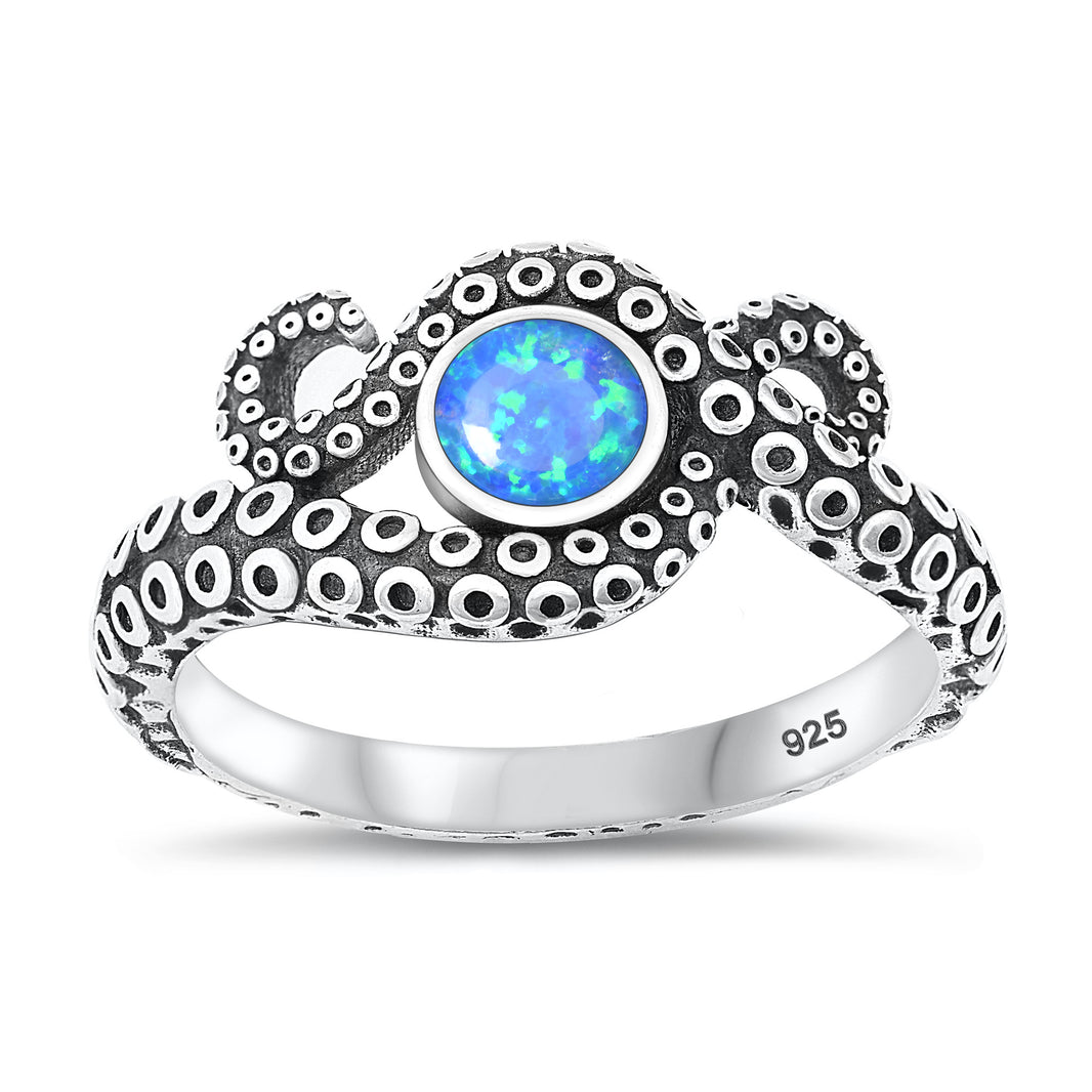 Silver Lab Opal Ring - Octopus