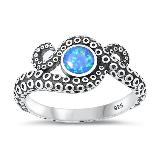 Silver Lab Opal Ring - Octopus