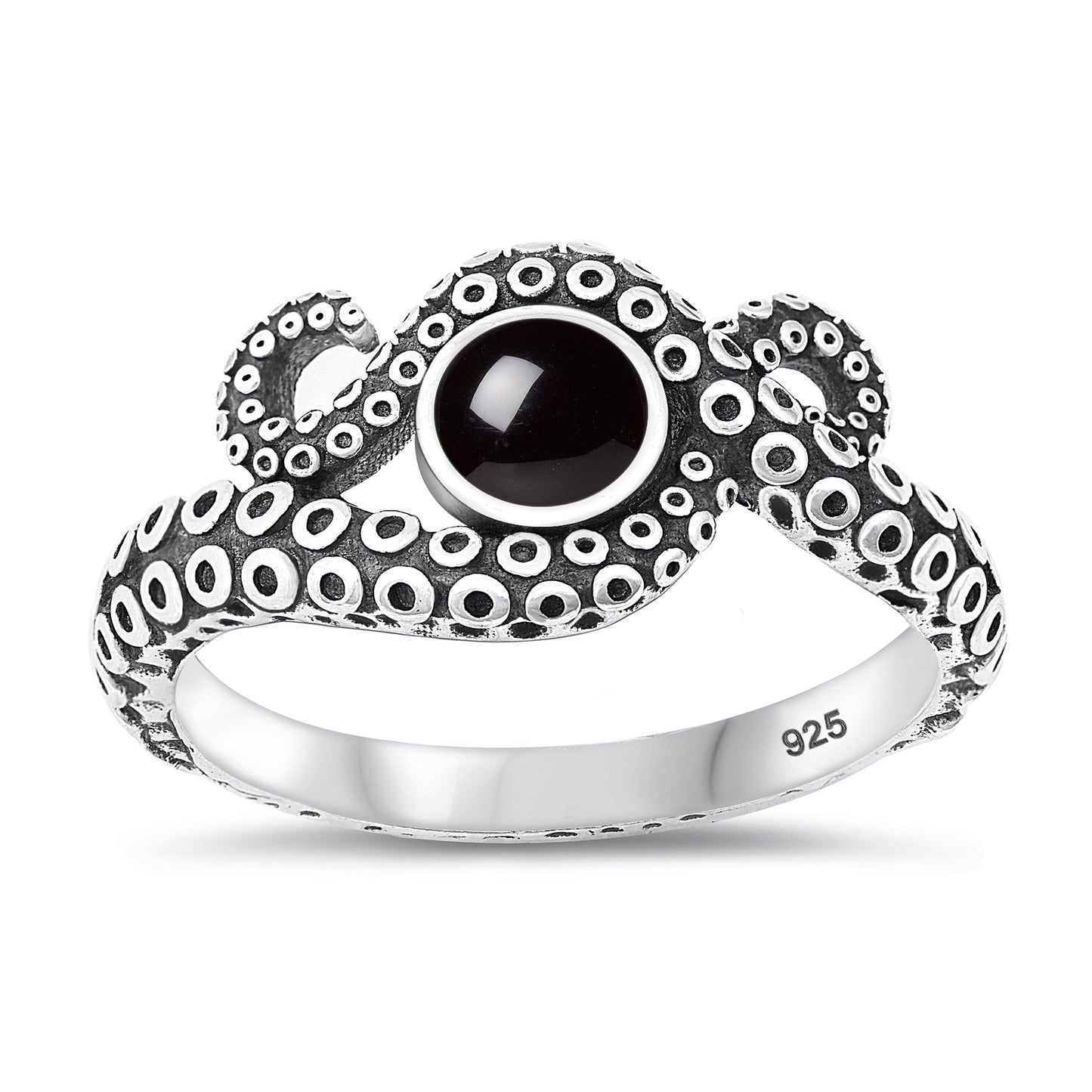 Silver Stone Ring - Octopus