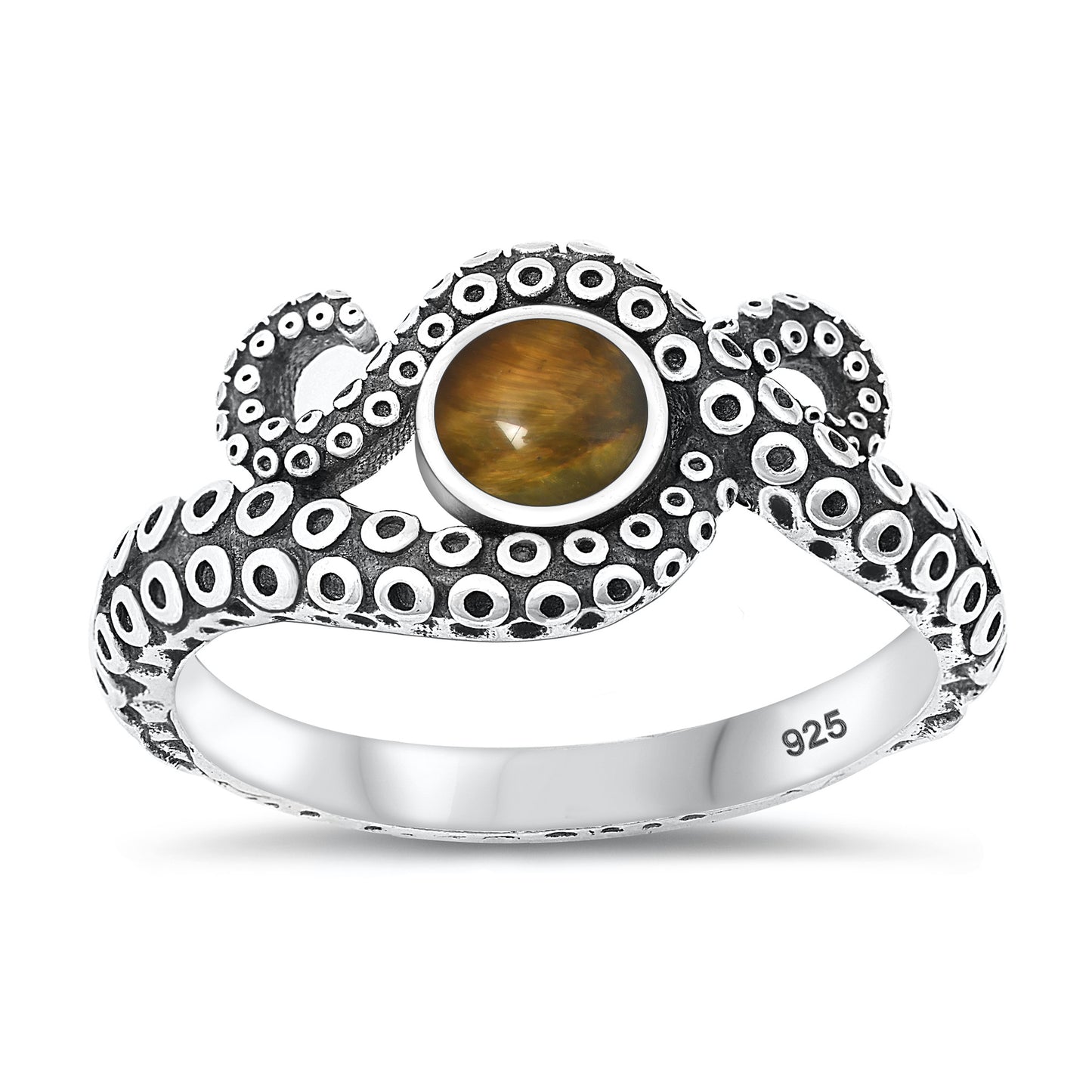 Silver Stone Ring - Tentacles