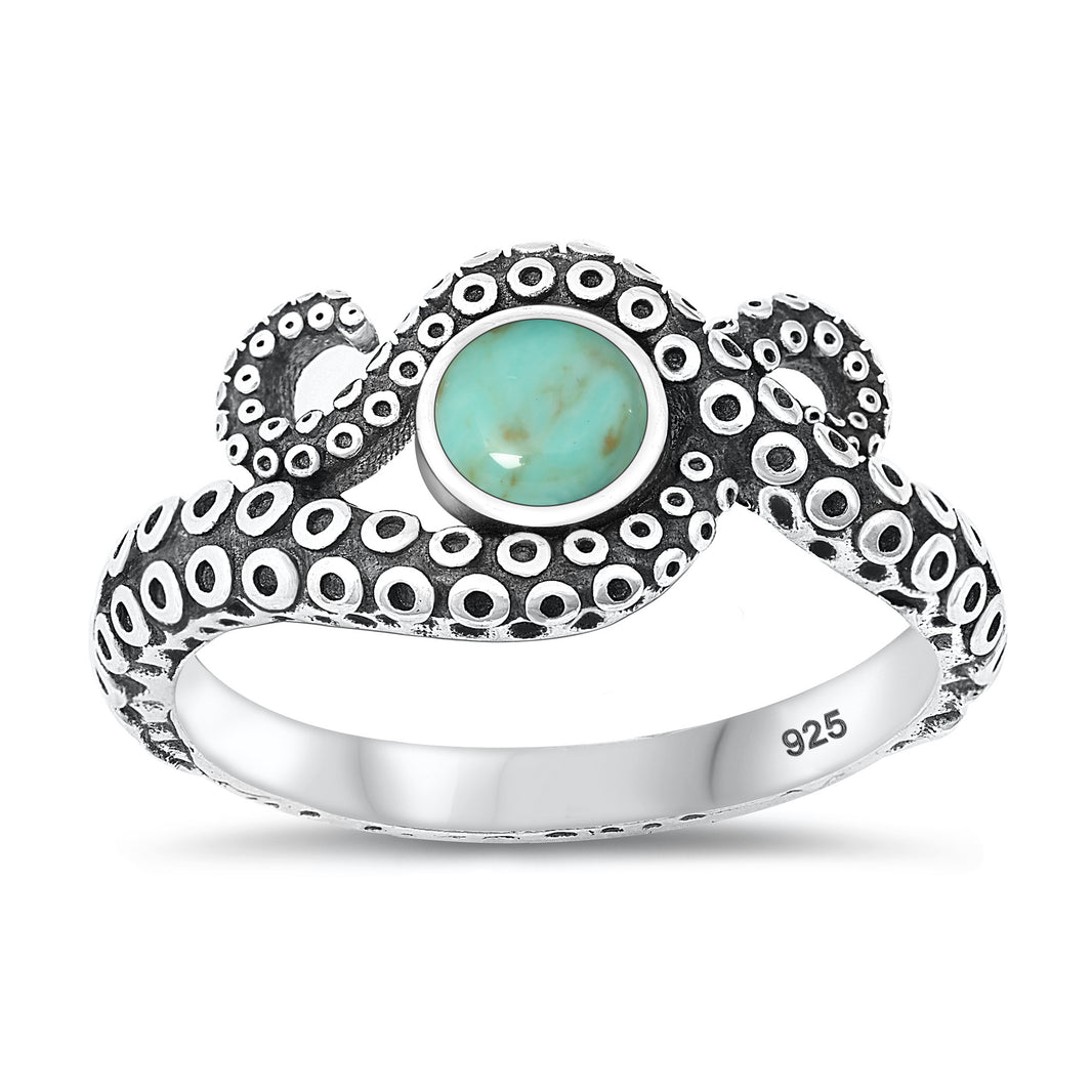 Silver Stone Ring - Tentacles