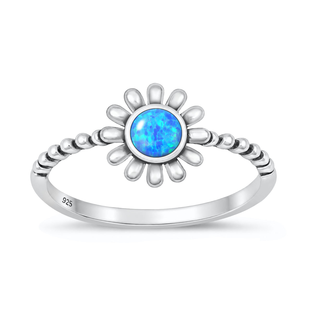 Silver Lab Opal Ring - Flower