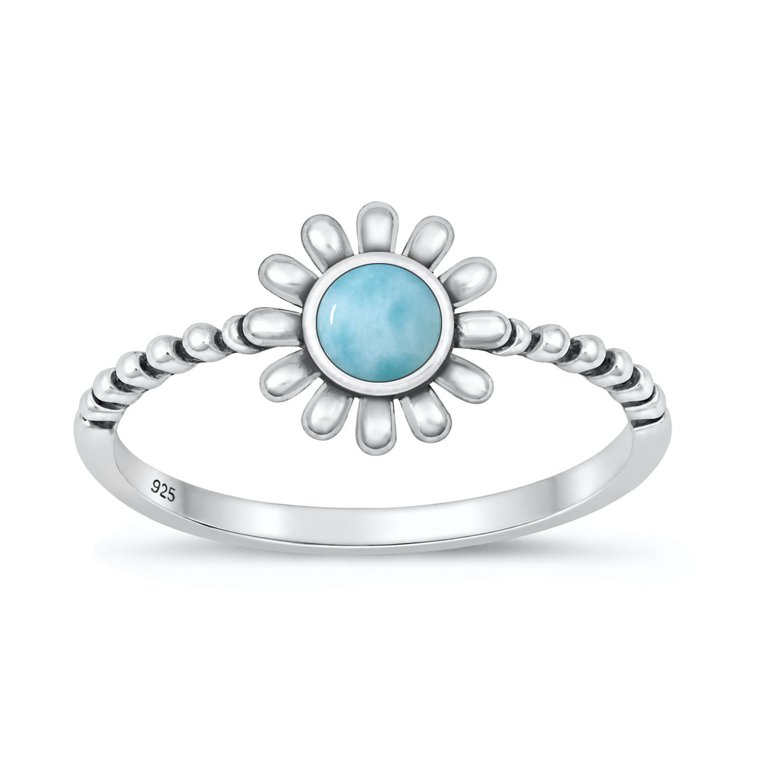 Silver Stone Ring - Flower