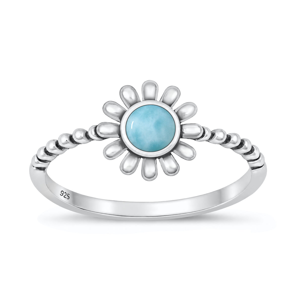 Silver Stone Ring - Flower