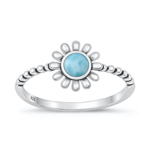 Silver Stone Ring - Flower