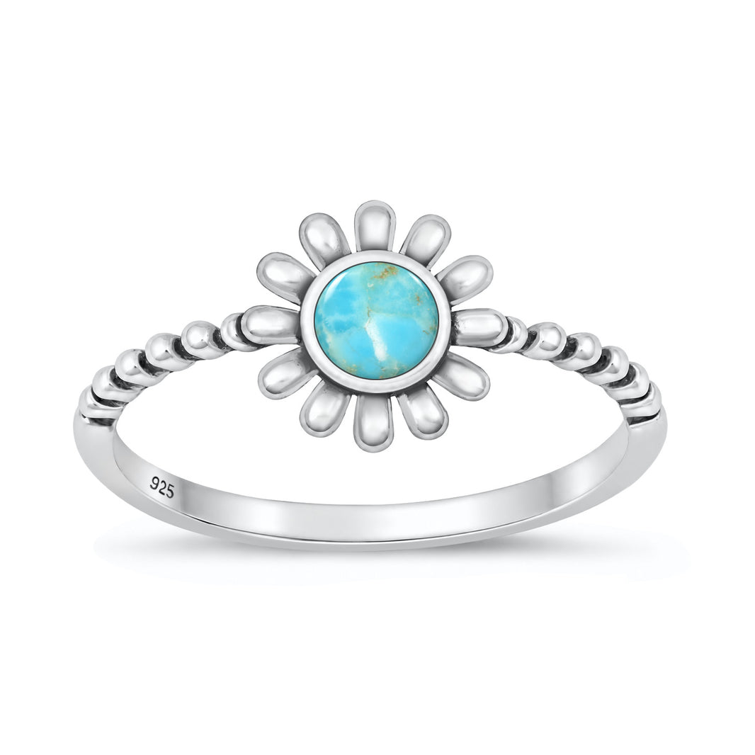Silver Lab Opal Ring - Flower
