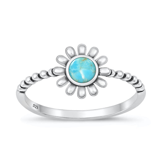 Silver Lab Opal Ring - Flower