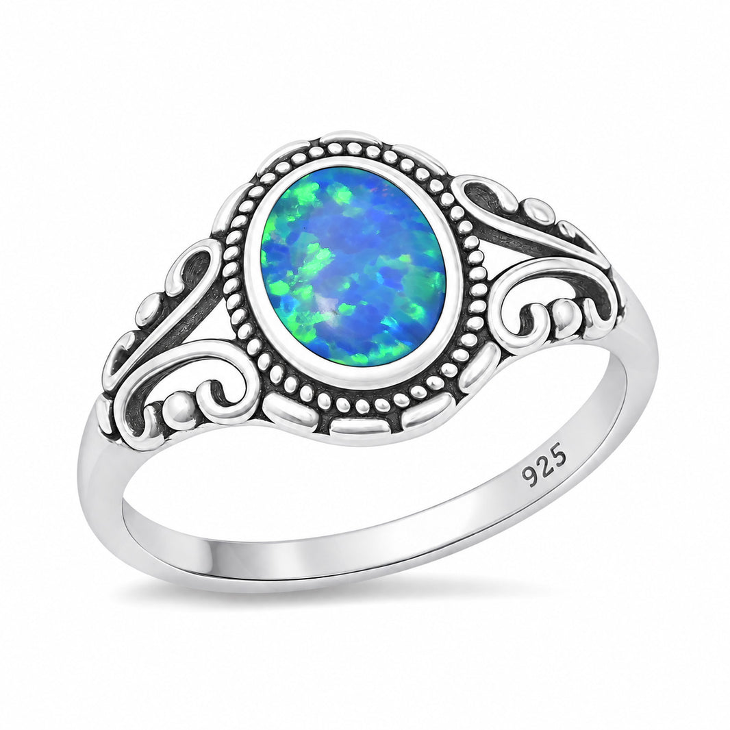 Silver Lab Opal Ring