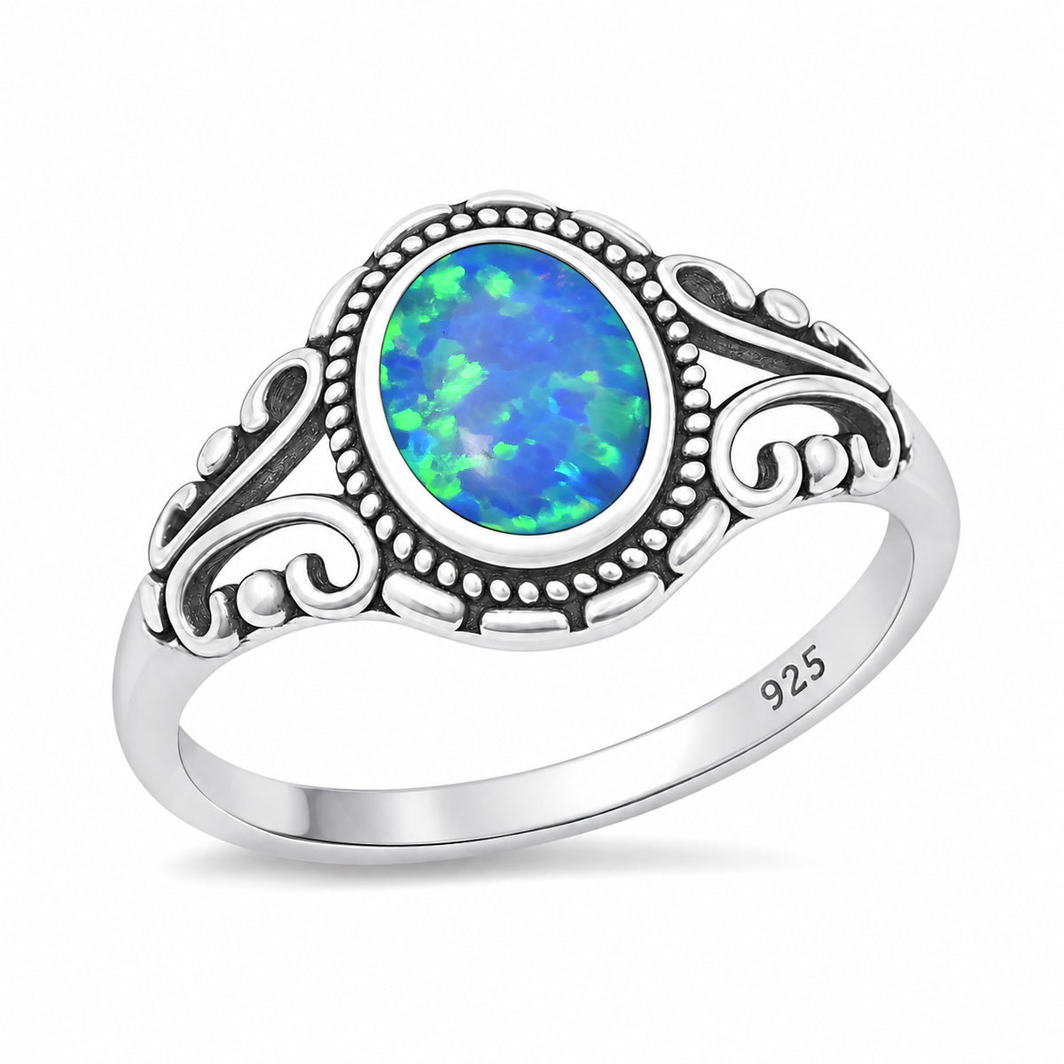 Silver Lab Opal Ring
