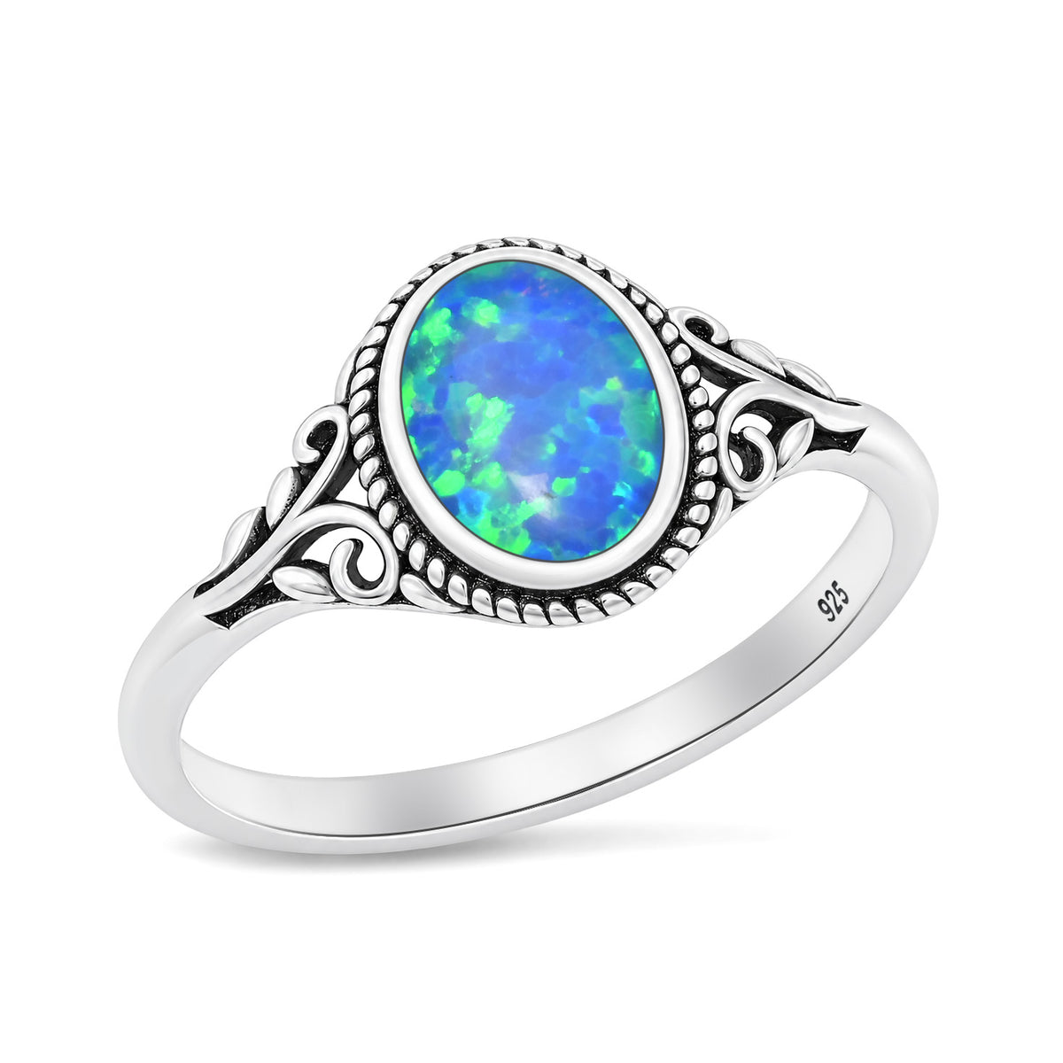 Silver Scroll Stone Ring