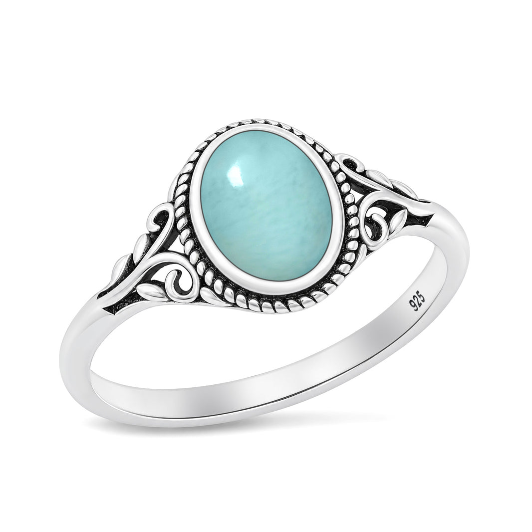 Silver Scroll Stone Ring