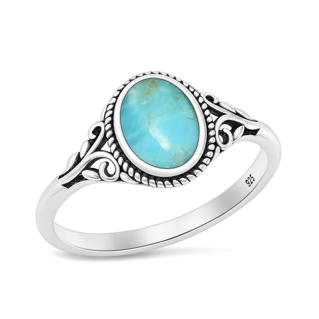 Silver Scroll Stone Ring