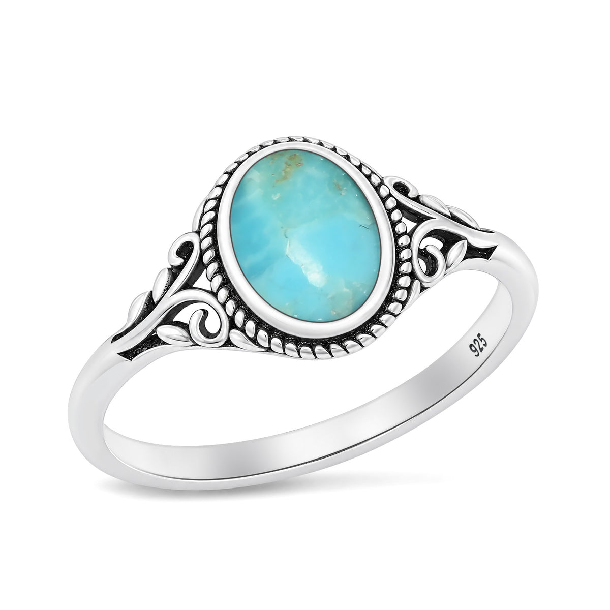 Silver Scroll Stone Ring