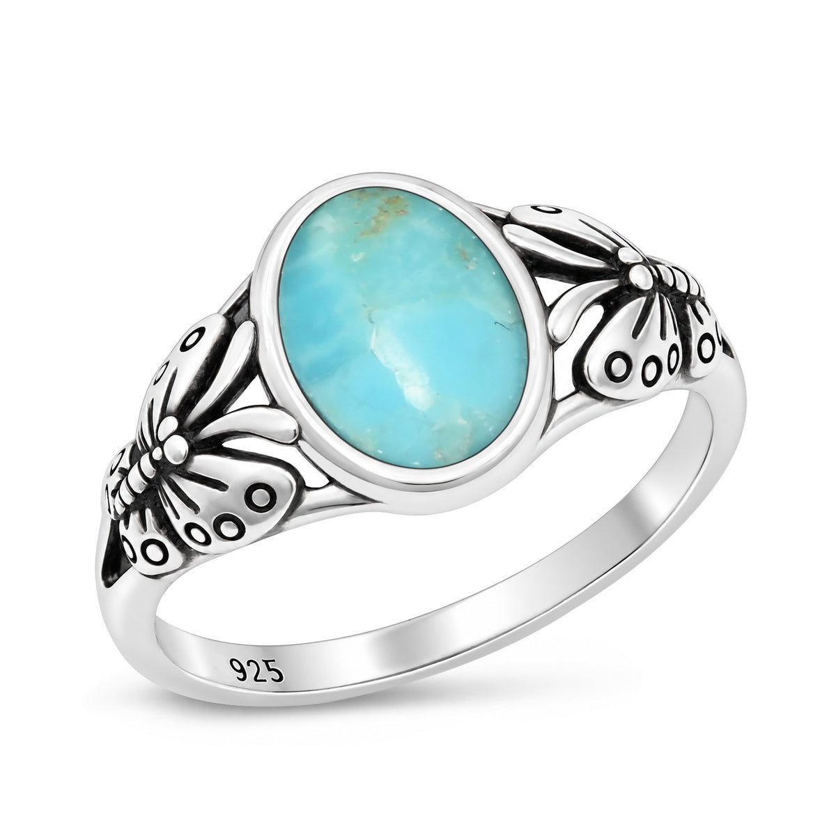 Silver Butterfly Stone Ring