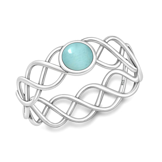 Silver Scroll Stone Ring