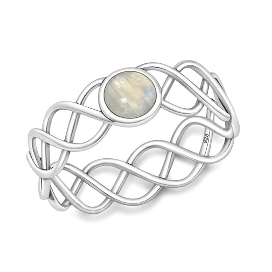 Silver Scroll Stone Ring