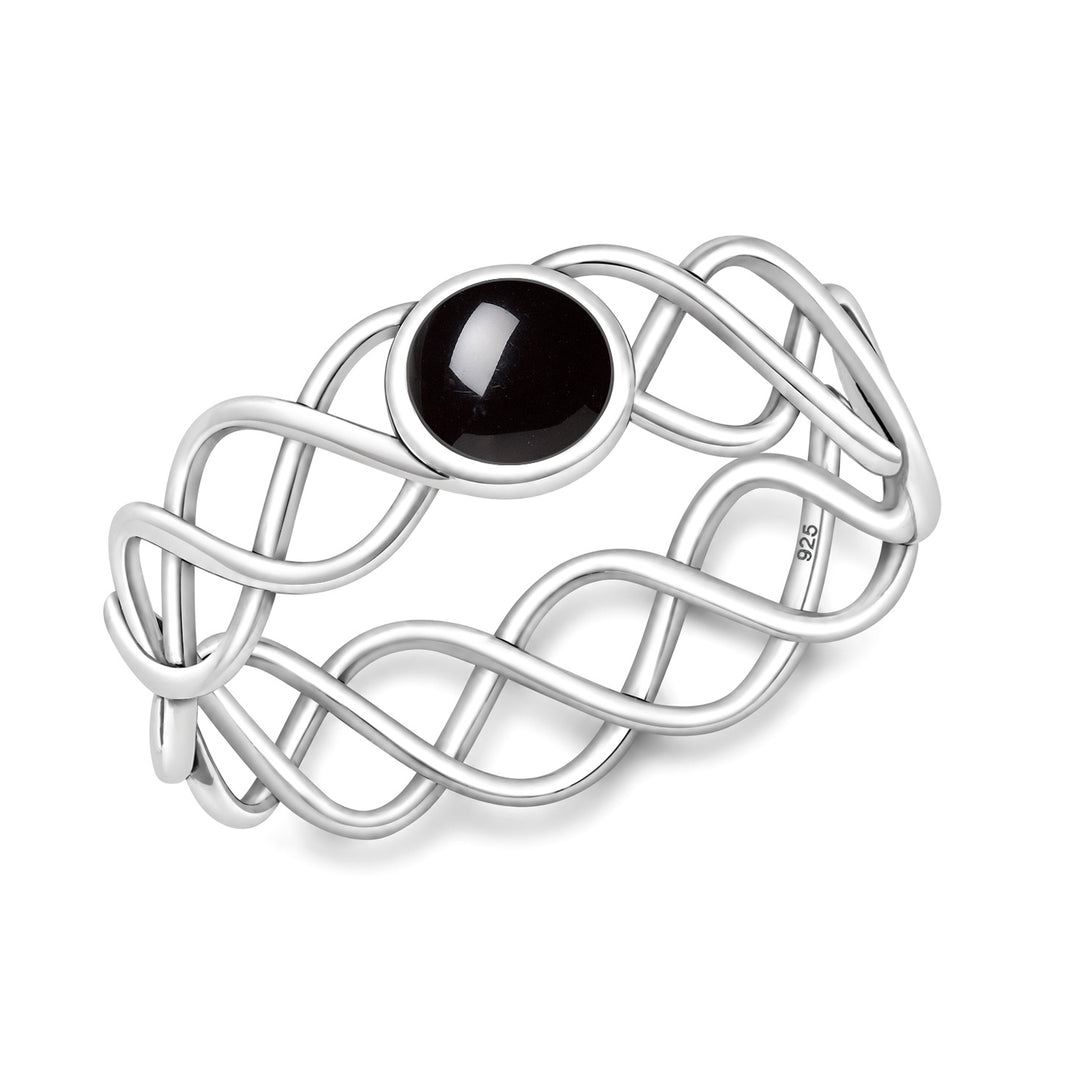 Silver Scroll Stone Ring