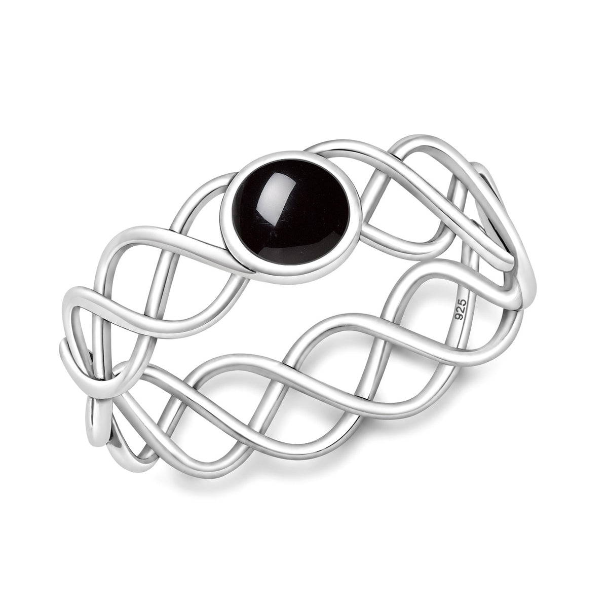 Silver Scroll Stone Ring