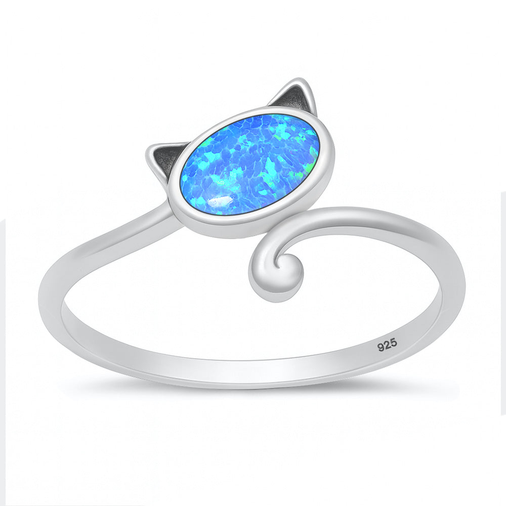 Silver Lab Opal Ring - Cat