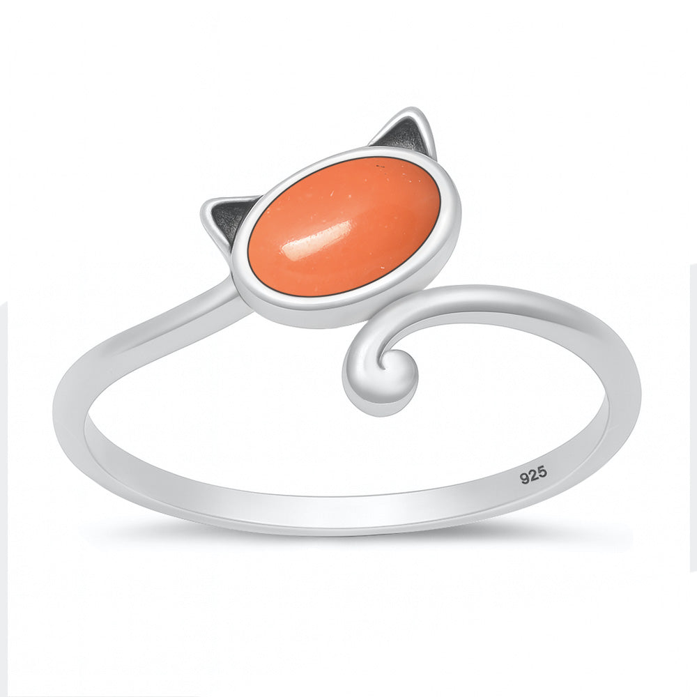 Silver Stone Ring - Cat