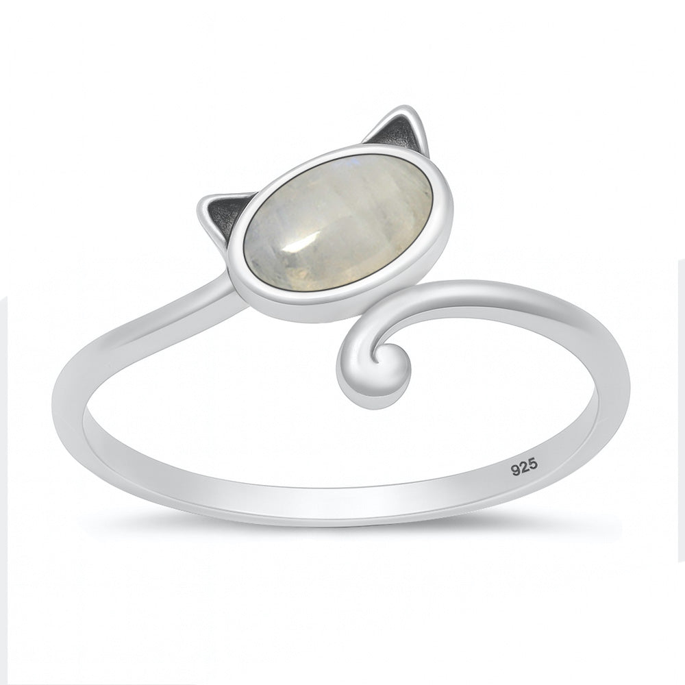 Silver Stone Ring - Cat