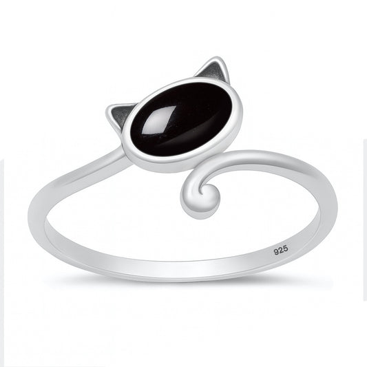 Silver Stone Ring - Cat