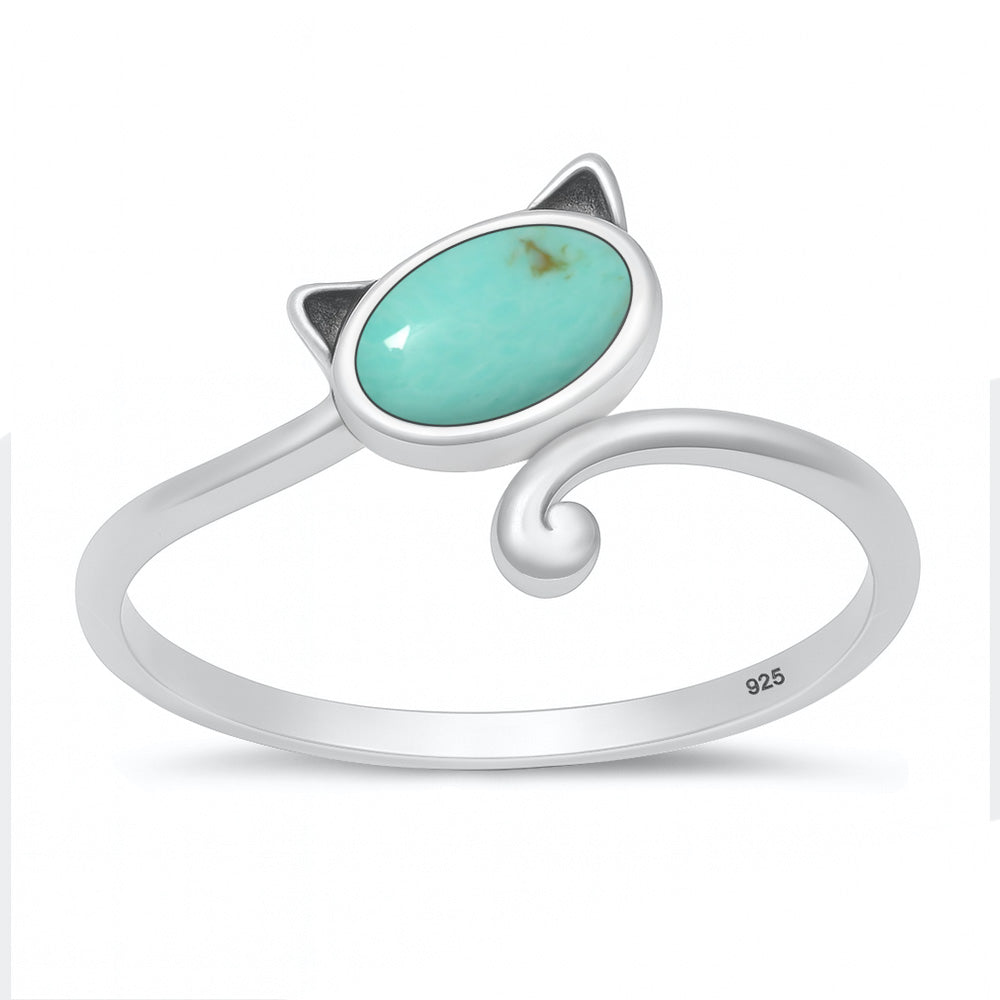 Silver Stone Ring - Cat