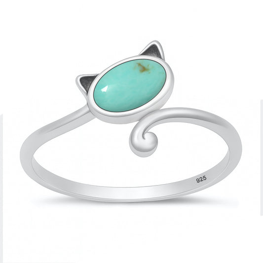 Silver Stone Ring - Cat