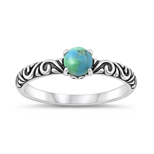 Silver Bali Design Scroll Stone Ring