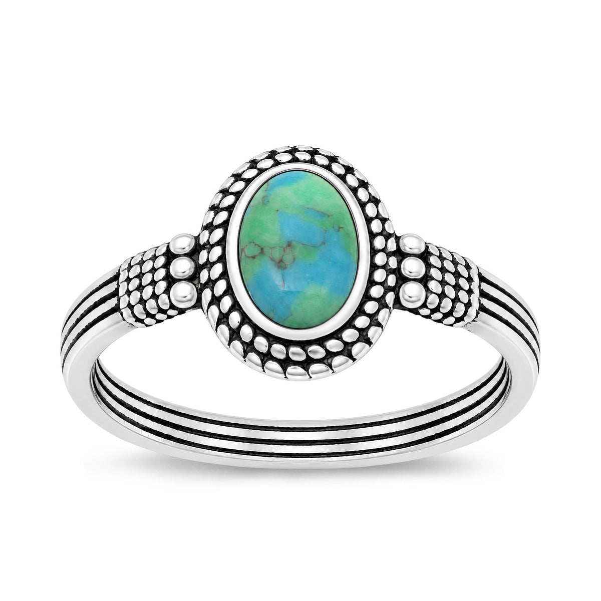 Silver Bali Stone Ring
