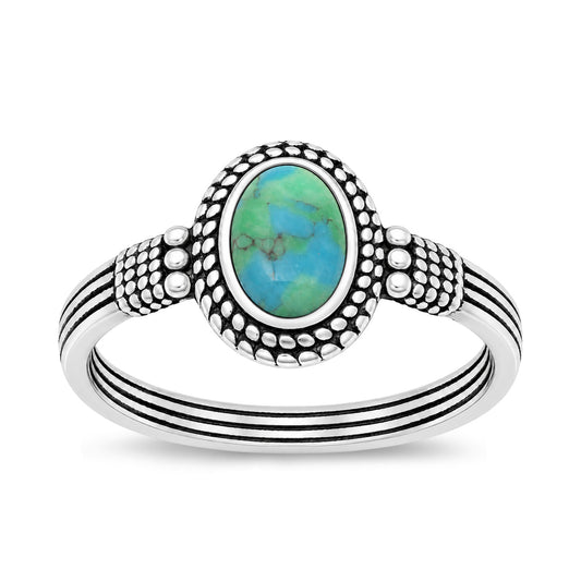 Silver Bali Stone Ring