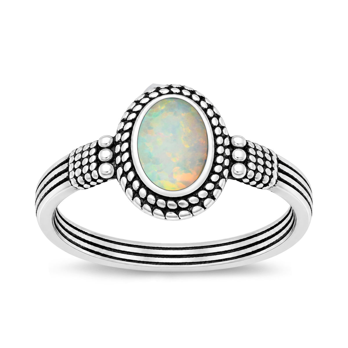 Silver Bali Stone Ring
