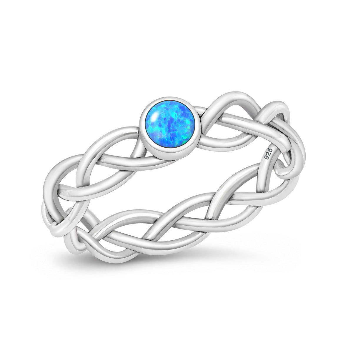 Silver Braided Stone Ring