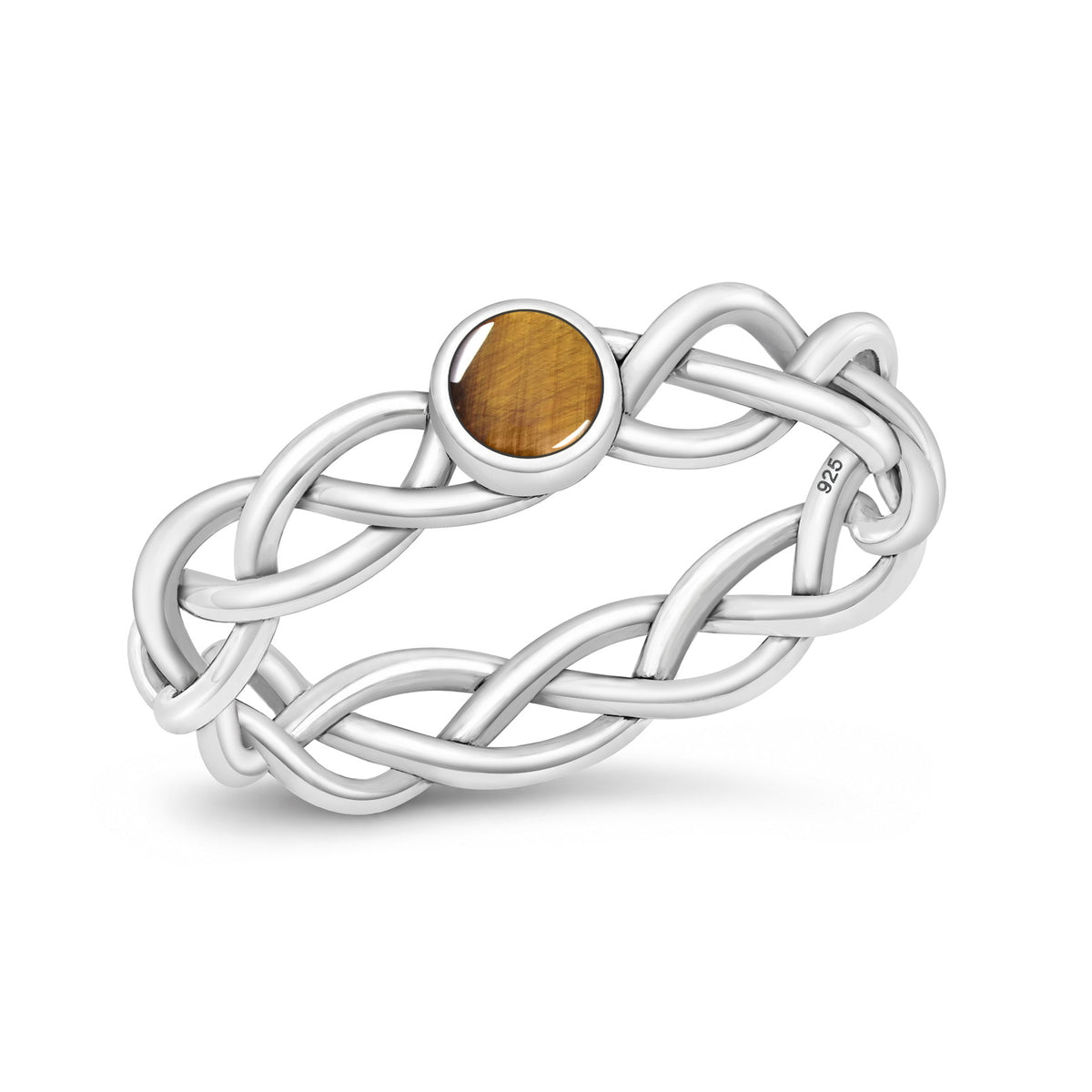 Silver Braided Stone Ring