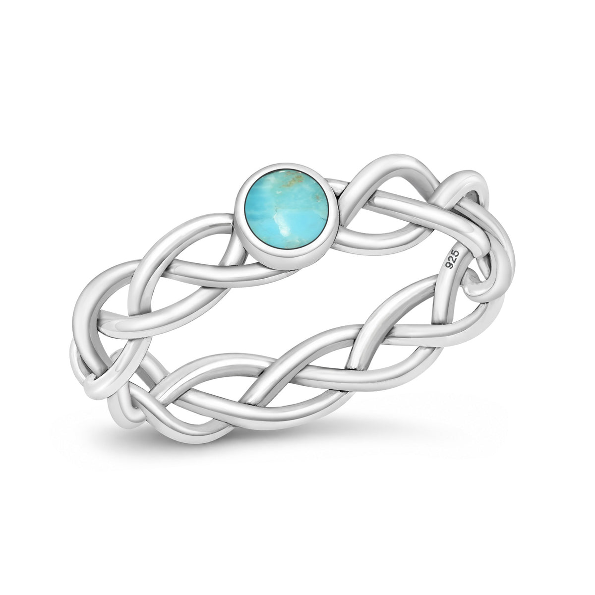 Silver Braided Stone Ring