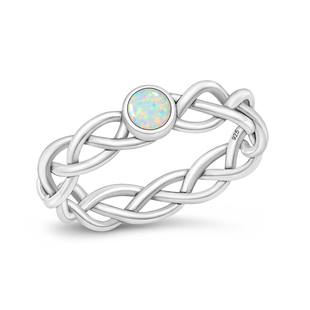 Silver Braided Stone Ring