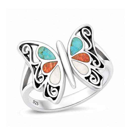 Silver Stone Ring - Butterfly