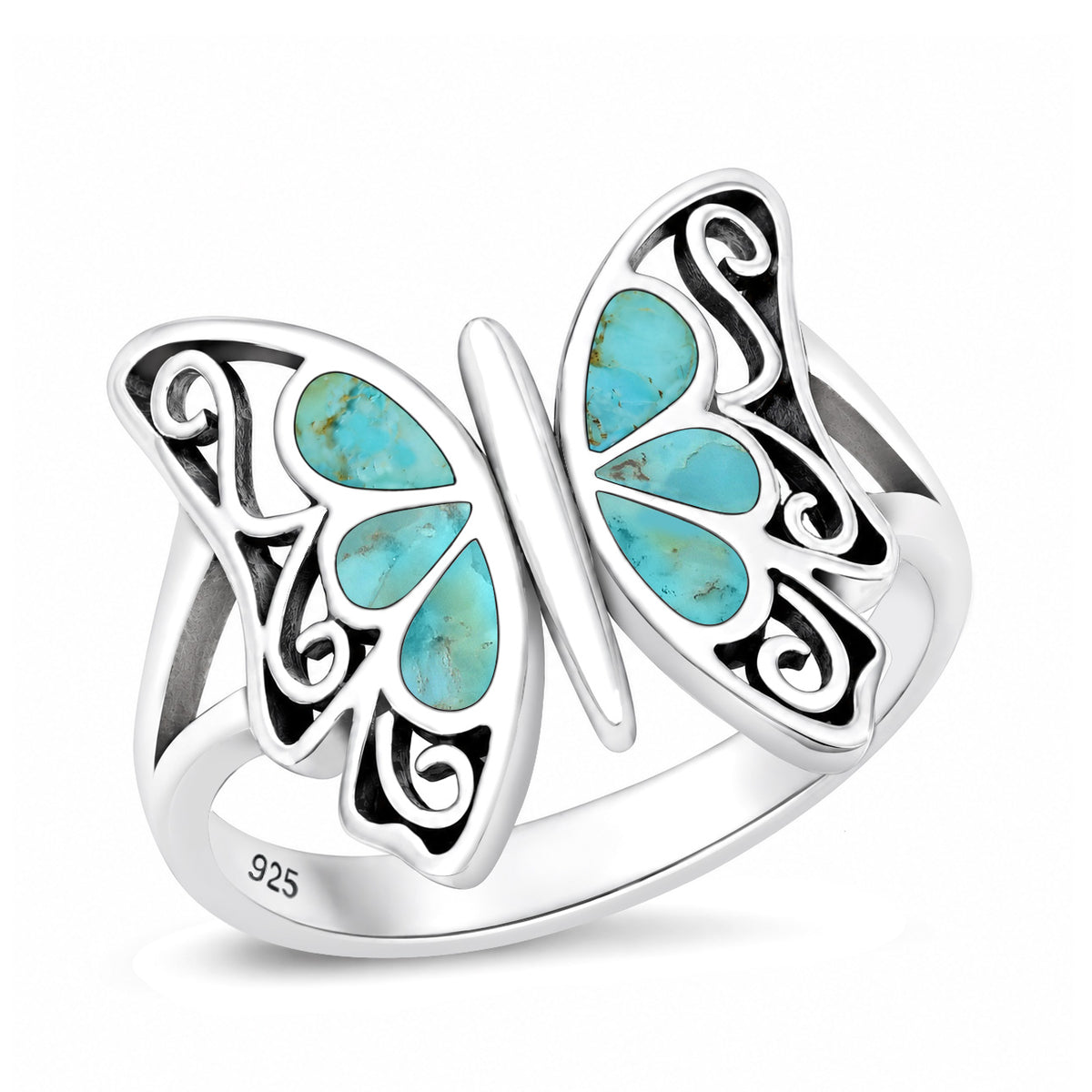 Silver Stone Ring - Butterfly