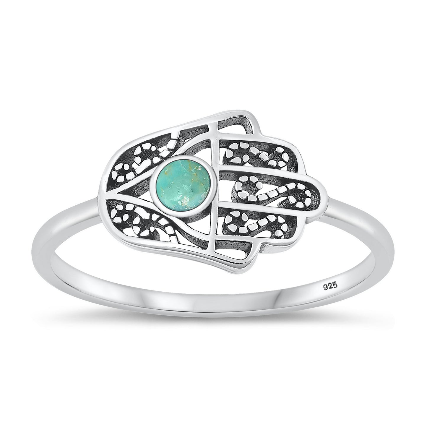 Silver Stone Ring - Hamsa