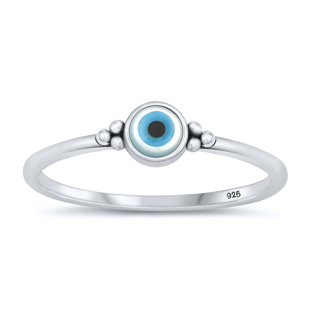 Silver Stone Ring - Evil Eye