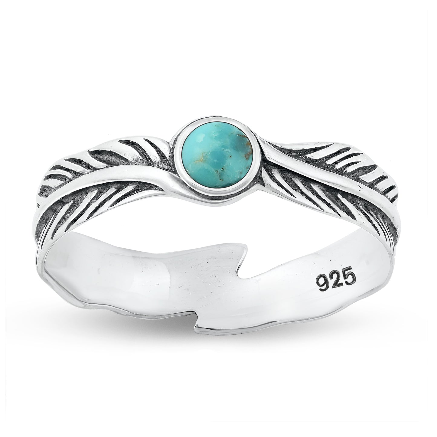 Silver Stone Ring - Feather