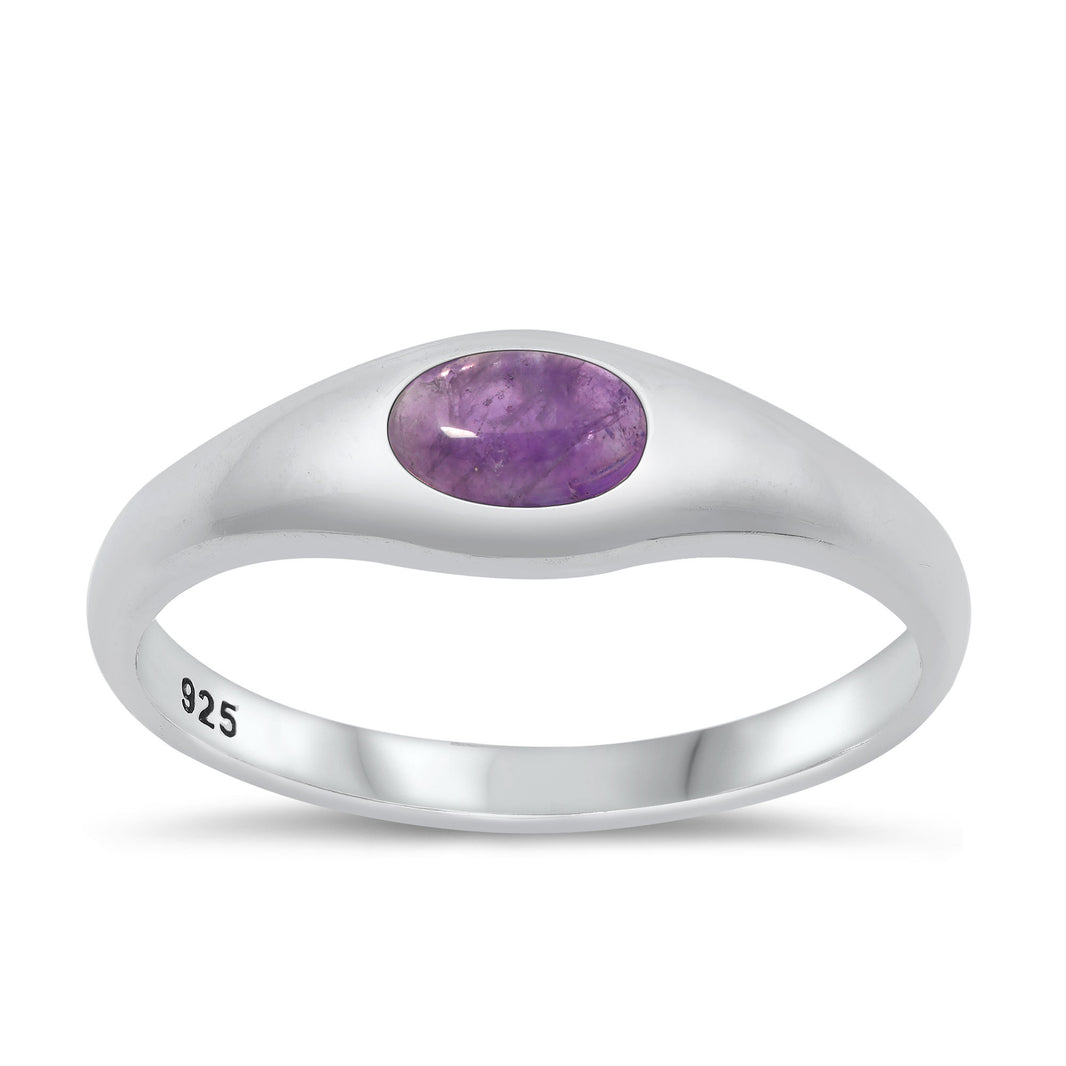 Silver Stone Ring - Amethyst