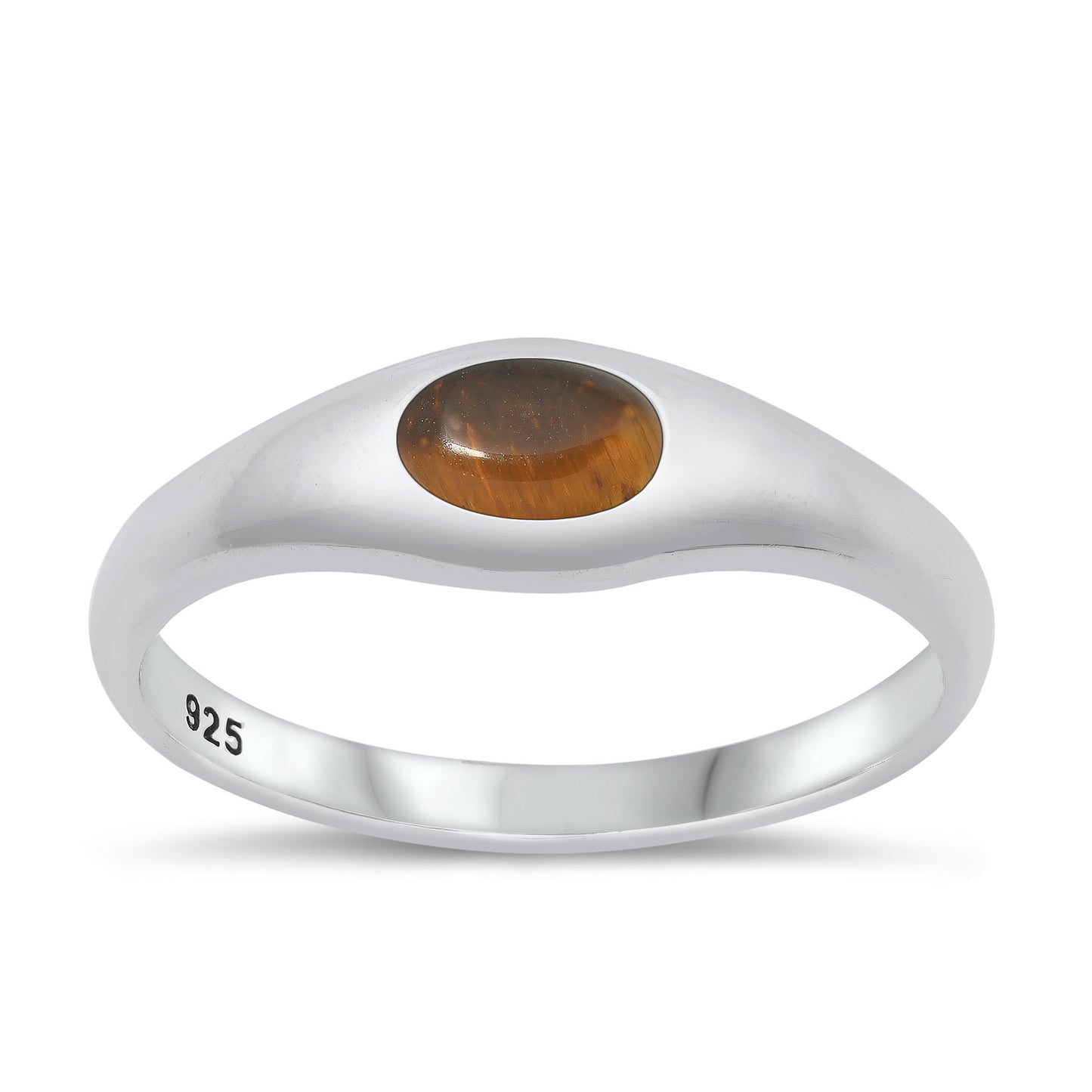 Silver Stone Ring - Tiger Eye