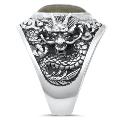 Silver Stone Ring - Dragon