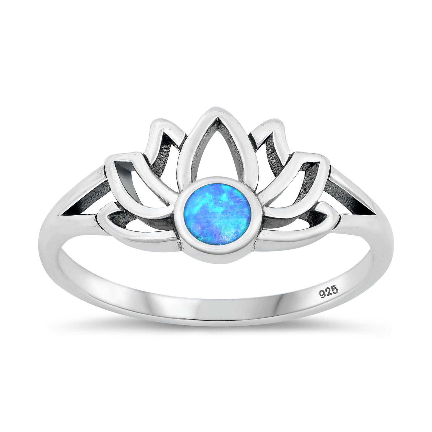 Silver Lab Opal Ring - Lotus