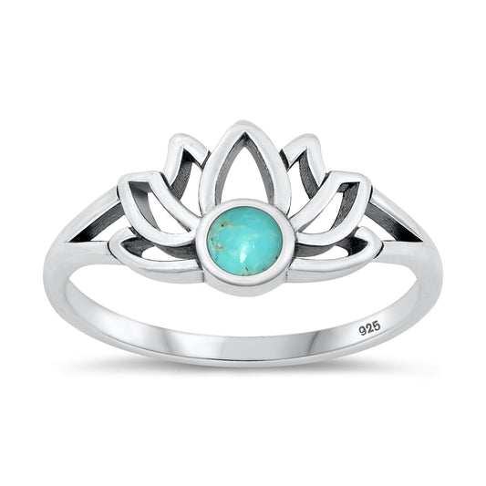 Silver Stone Ring - Lotus