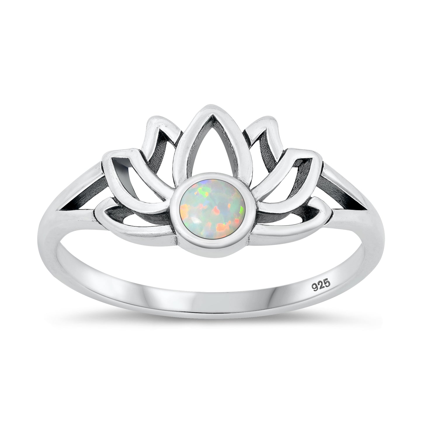 Silver Lab Opal Ring - Lotus
