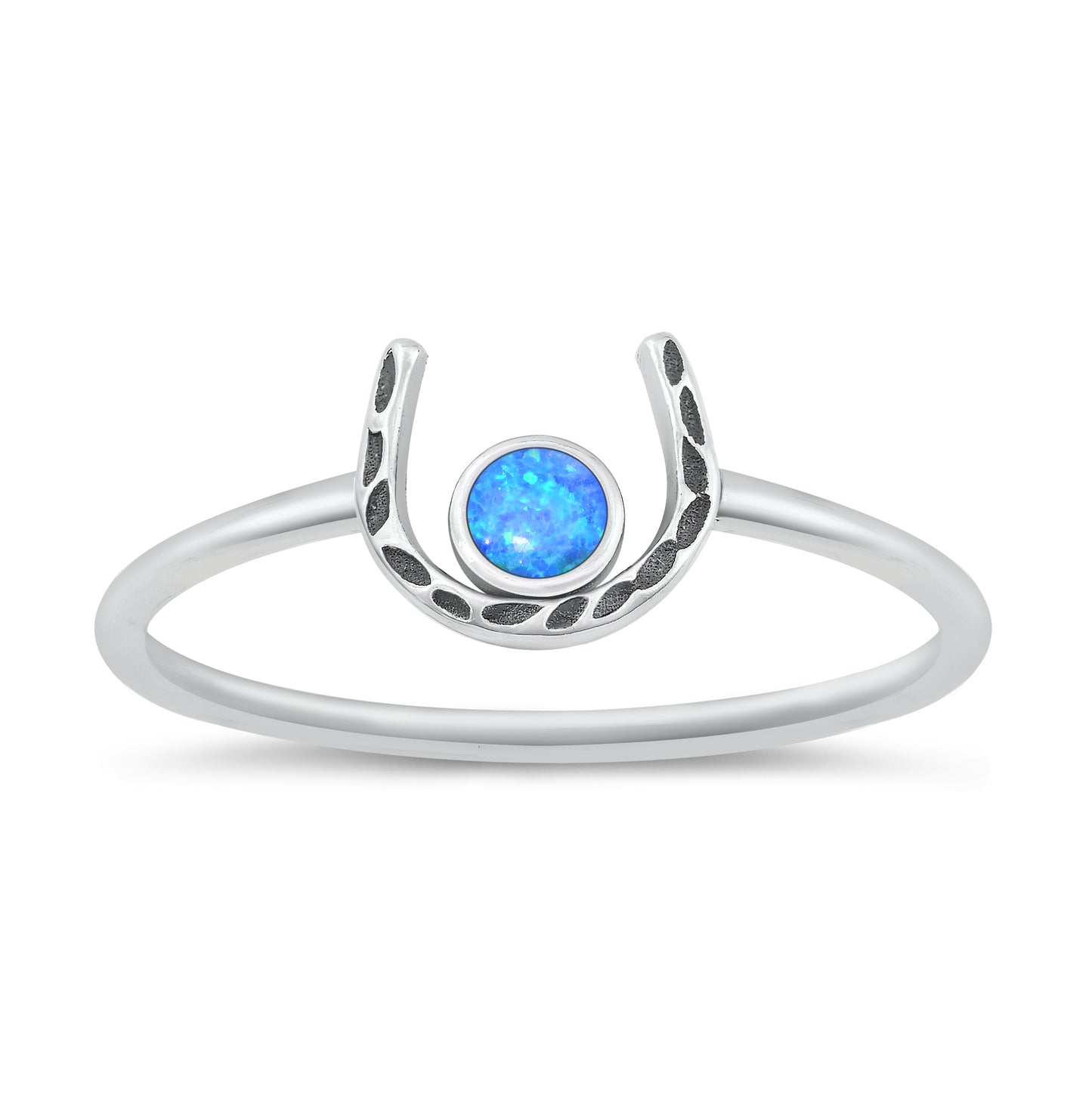 Silver Stone Ring - Horseshoe