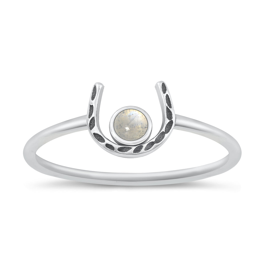 Silver Stone Ring - Horseshoe